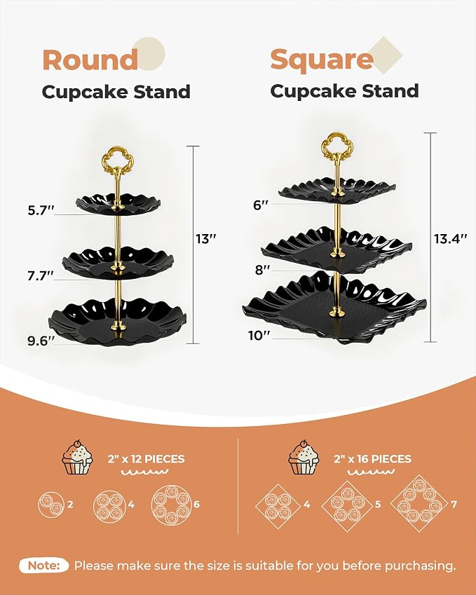 Kootek Dessert Cupcake Stand, 10pcs Dessert Table Display Set, 3 Tiered Cup Cake Holder Tower Stand Riser& Cookie Serving Trays for Wedding, Tea Party, Birthday, Baby Shower