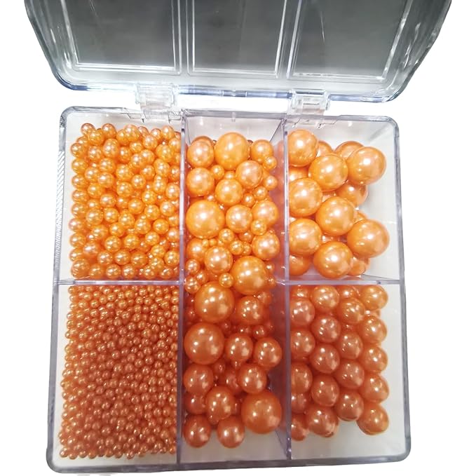 Edible Orange Pearl Sprinkles for Cake Decorating, Mixing 4 Sizes Sugar Cupcake, Ice Cream, Donuts, Macaron Toppings Supplies 90g/ 3.17oz