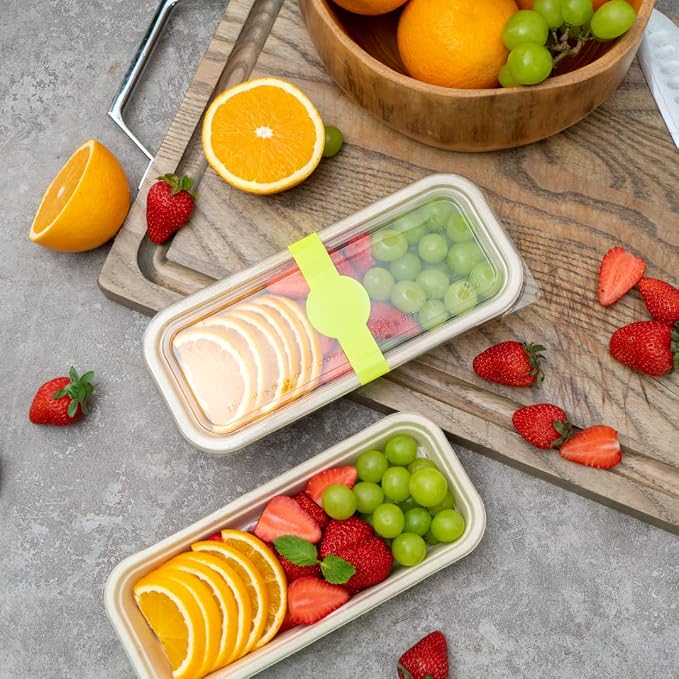 Restaurantware RW Base 12 x 1.5 Inch Packaging Bands 100 Self-Adhering Belly Bands - Disposable Strong Green Paper Label Stickers For Packaging Supplies Keeps Take Out Containers Sealed