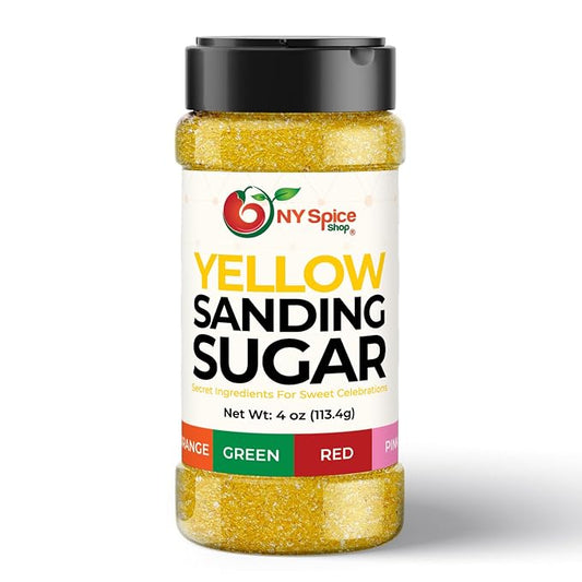 NY Spice Shop Yellow Sanding Sugar - 4 Ounce Sweet Colorful Edible Sprinkles For Candy Dish - Sugar Sprinkles For Cake Decorating Basket & Dishes