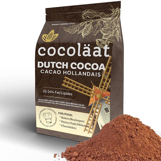 Cocoläat European Style Dutch Cocoa Powder | Culinary Grade for Bakers, Pastry Chefs, & Chocolatiers | Dark and Rich With High 22/24% Cocoa Butter | Resealable Pouch | 12 oz, 340 g