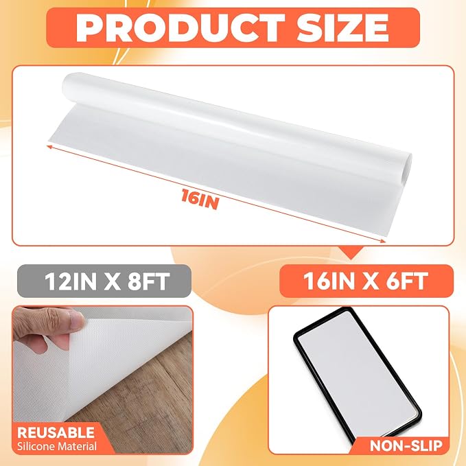 16IN x 6FT Silicone Baking Mat Roll - Large Food Grade Silicone Sheet Heat Resistant for Oven Freeze Dryer Liner, Non-stick Pastry Mat, Non-slip Kitchen Countertop Protector