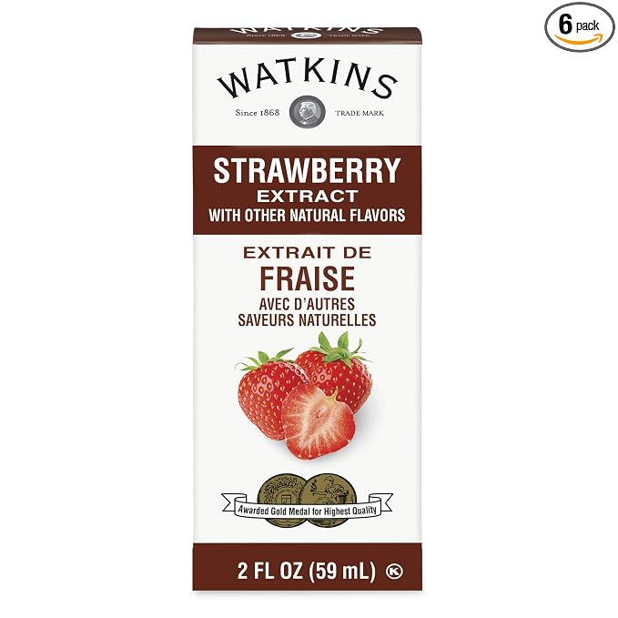Watkins Strawberry Extract with Other Natural Flavors, 2 oz. Bottles, Pack of 6 (Packaging May Vary)