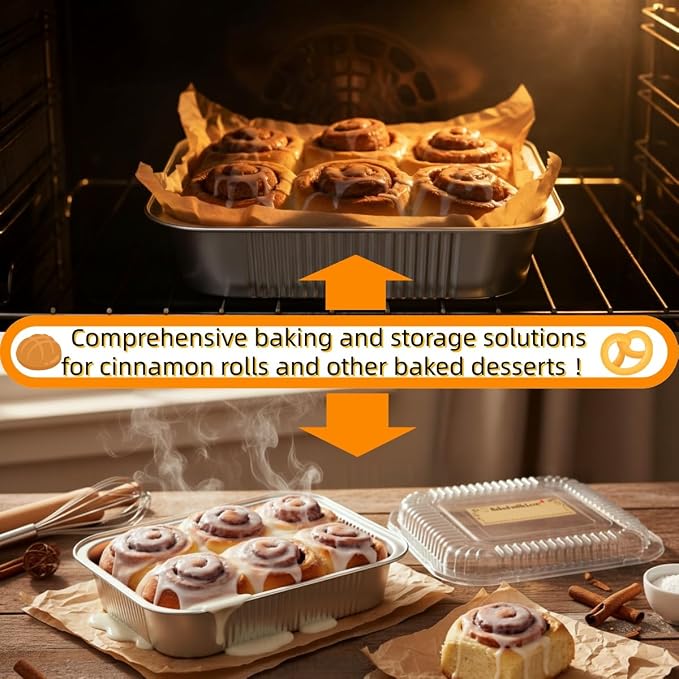 Gyreuni 30 Pack Disposable Aluminum Foil Loaf Pans with Lids Stickers and Parchment Paper Sheets-8" X 8" Disposable Square Baking Cake Pans-Aluminum Foil Tins Portable Food Containers Kit