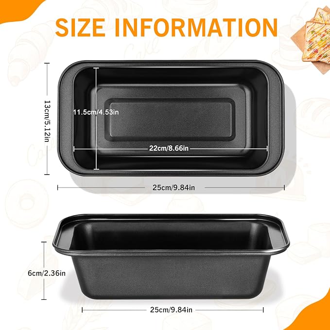 tchrules Loaf Pans 8×4 Inch Carbon Steel Bread Pan Nonstick Baking Set | |Even Heat Baking|Oven Safe 450°F|Easy Release Bake|PFOA Free Coating|Warp Resistant Steel|8 Pack Value (Black)