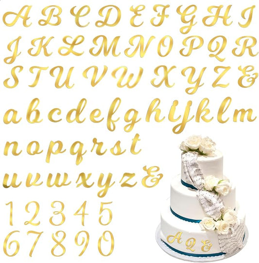 Abeillo 64PCS Gold Letters, Acrylic Cake Topper, 0-9 Number and A-Z Letters for DIY Personalized Birthday Cake Topper