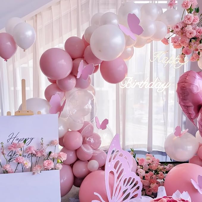 Voircoloria 105pcs Pink Balloons 12inch Party Latex Balloons for Boys Girls Birthday Baby Shower Gender Reveal Wedding Sunflower Party Decorations