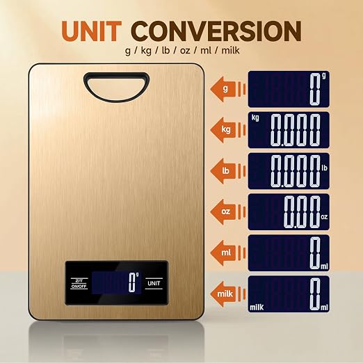 Digital Kitchen Scale & Food Weight Scale with Hang Loop, 11lb Baking Scale for Home and Kitchen, Precise Scales with Grams and Ounces, Stainless Steel (Champagne Gold)
