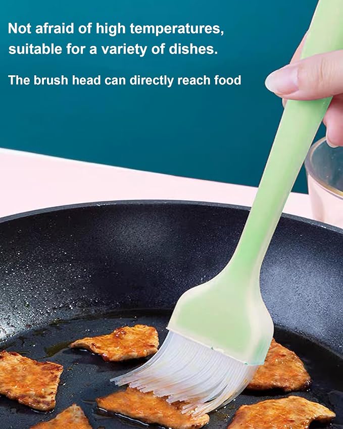 Pastry Brush Silicone Basting Brush for Cooking,2PCS 10+8 in Heat Resistant Food Brushes for Baking, Grilling, Cooking and Spreading Oil, Butter, BBQ Sauce, or Marinade (Green)