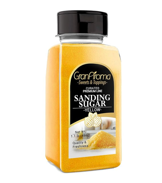 GranAroma Sanding Sugar, Decorative, Cookies & Sweets (White) (1.1 Pound) (Yellow)