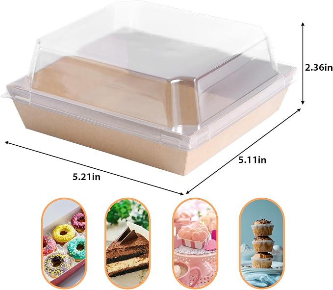 Charcuterie Boxes with Clear Lids (50 Pack),Mini Charcuterie Containers,To Go Paper Small Charcuterie Boxe,Disposable Food Box Container - Pastry,Cookie,Sandwich, Cake,Dessert,Snack