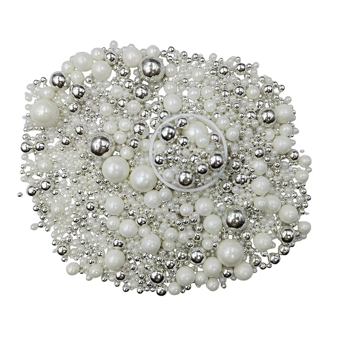 Edible White Silver Sugar Pearls Candy Sprinkles 120G/ 4.23Ounce Baking Cake Sprinkles Cupcake and Cake Topper Cookie Decorations Wedding Party Valentines Halloween Christmas Supplies
