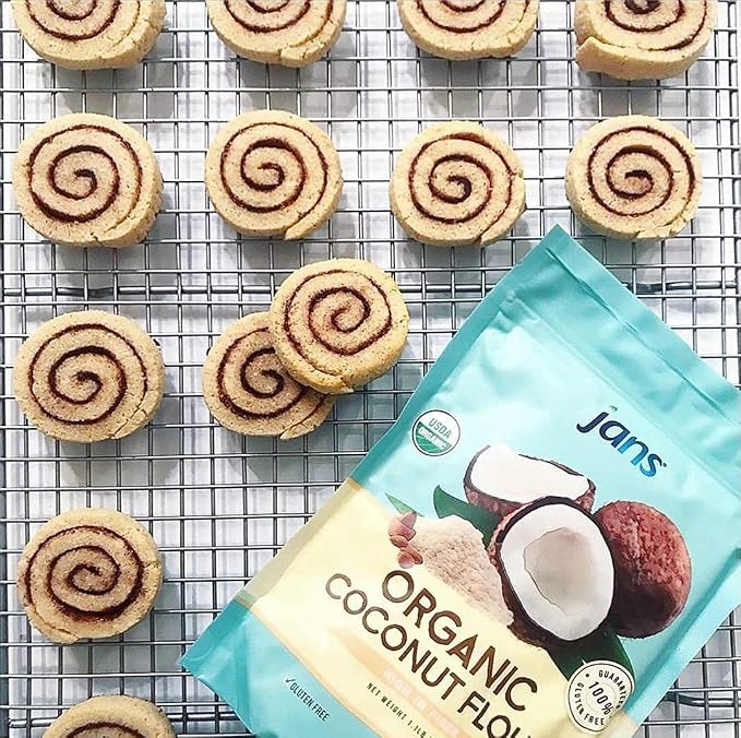 Jans Organic Coconut Flour (1.1 lb, Pack of 12) Certified Organic, Gluten-Free, Keto, Paleo, Vegan Friendly, Multi Purpose Flour Alternative, High Fiber