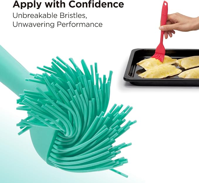 Kitchen Mama WaltzGrip Platinum Silicone Basting Pastry Brush, Teal | Set of 2, Heat-Resistant, For Cooking, Baking, Grilling, Barbecue, Dishwasher-Safe, For Spreading Oil, Butter, Egg