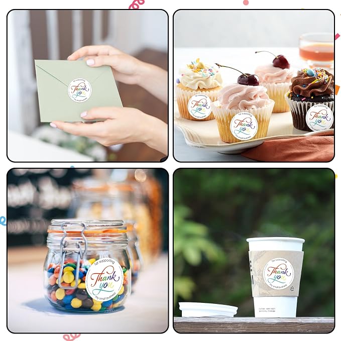 Heyfibro 500 PCS 1.5 Inch Thank You for Supporting My Small Business Stickers for Packing, Parties, Bags, Boxes(Text 3)