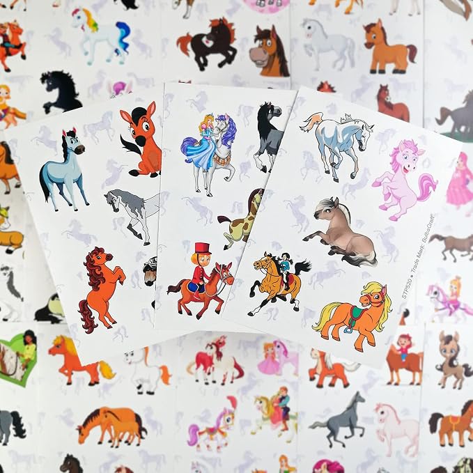 BulbaCraft 100Pcs Horse Stickers, Vinyl Horse Decals for Girls, Pony Party Supplies, Gifts for Women & Men