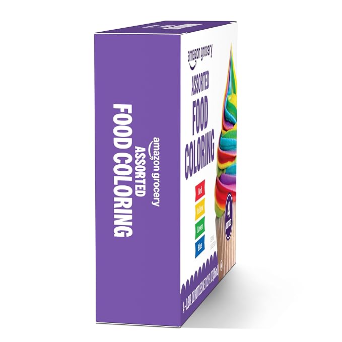 Amazon Grocery, Assorted Food Coloring, Contains Red, Blue, Green, Yellow Bottles, 1.2 Fl Oz