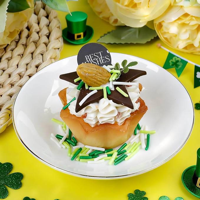 St Patrick's Day Sprinkles, Edible Green and White Jimmies Mix for Baking Topping, Cupcakes, Cookies, Ice Cream & Cake Decorating, Irish Party Christmas Festival Supplies