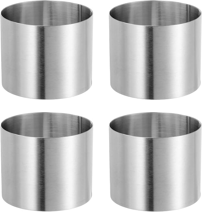 HARFINGTON 4PCS Round Cake Ring 2.36 x 2 Inch Seamless Stainless Steel Pastry Mousse Dessert Ring Mirror Coating for Baking Cooking Making Tool