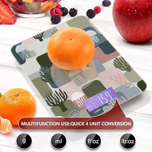 Food Scale Kitchen Scale for Baking Cooking Digital Food Weighing Measuring Scale Small Waterproof Electric Food Scale Multicolor Coral Jellyfish Geometric Ocean