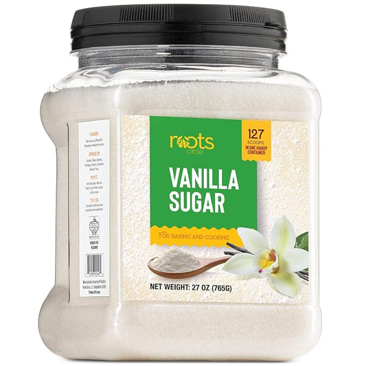 Roots Circle Vanilla Sugar for Baking | For Chefs, Home Cooking, Coffee, Cocktails, Cakes, Crème Brulee & Dessert Making | Ice Cream & Shakes | Kosher for Passover| 1 Pack 26.88Oz