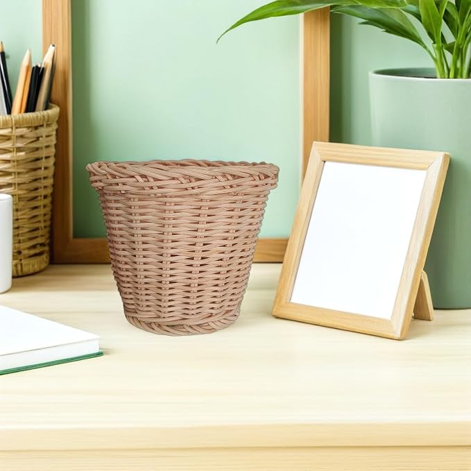 OSALADI Beige Indonesian Rattan Woven Storage Basket for Organizing Sundries and Fruit, Moisture Resistant and Easy to Transport, for Countertop and Picnics