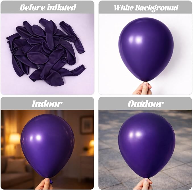 Voircoloria 105pcs Dark Purple Balloons 12inch Party Latex Balloons for Birthday Baby Shower Halloween Wedding Valentine's Day Party Bachelorette Decorations