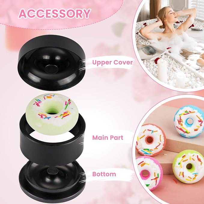 2.5inch Round Soap Shampoo Bar Mold, 3D Plastic Solid Bath Bomb Shower Steamer Press Molds for Making Shampoo Bars, Shower Steamers, Soaps, Bath Bombs, DIY Making Supplies (Doughnut)