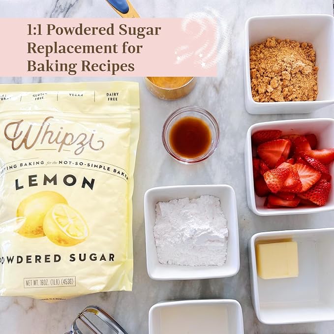 Whipzi Salted Caramel Flavored Powdered Sugar - Confectioners Sugar for Baking, Frosting, Royal Icing, Glazes, Coffee, Desserts, 1:1 Powdered Sugar Replacement, Gluten Free, Vegan Baking Sugar, 3 Pack