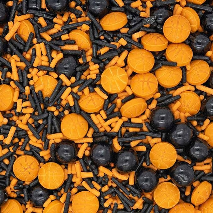 Sprinkles for Cake Decorating Edible Cake Decorations Fancy Basketball Sprinkles Black and Orange Cake Cupcake Decorations Ice Cream Toppings for Cupcake Decorating