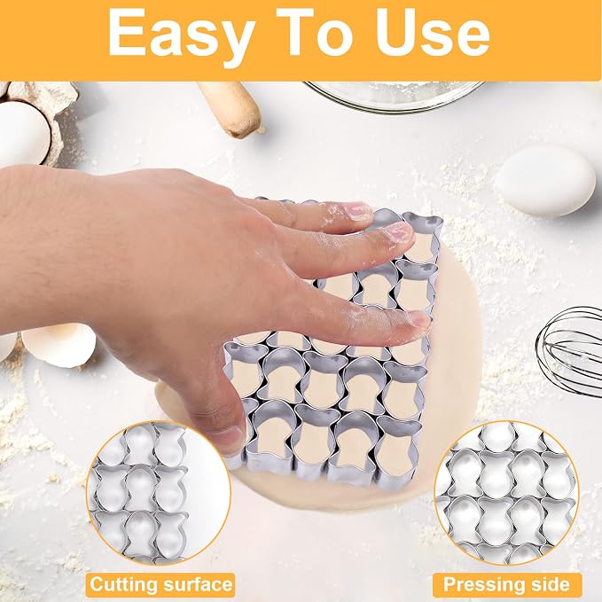 AIERSA Gold Fish Cracker Cutter,25 Cavity Fish Cookie Cutter,Mini Gold Fish Shapes Molds for Cookie,Non-stick Dough, Stainless Steels Cookie Cutters Mold for Baking