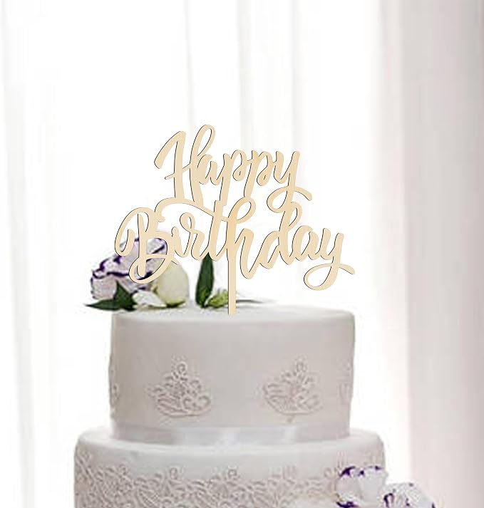 Happy Birthday Cake Decorations, Wooden Happy Birthday Cake Decoration Plugin (wood)