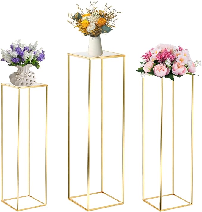 Bonastella Cylinder Stands for Party, 3PCS Square Cylinder Pedestal Stand, Cilindros Para Fiestas Cake Table Stand for Parties Cylinder Tables for Parties Round Cylinder Stands for Party