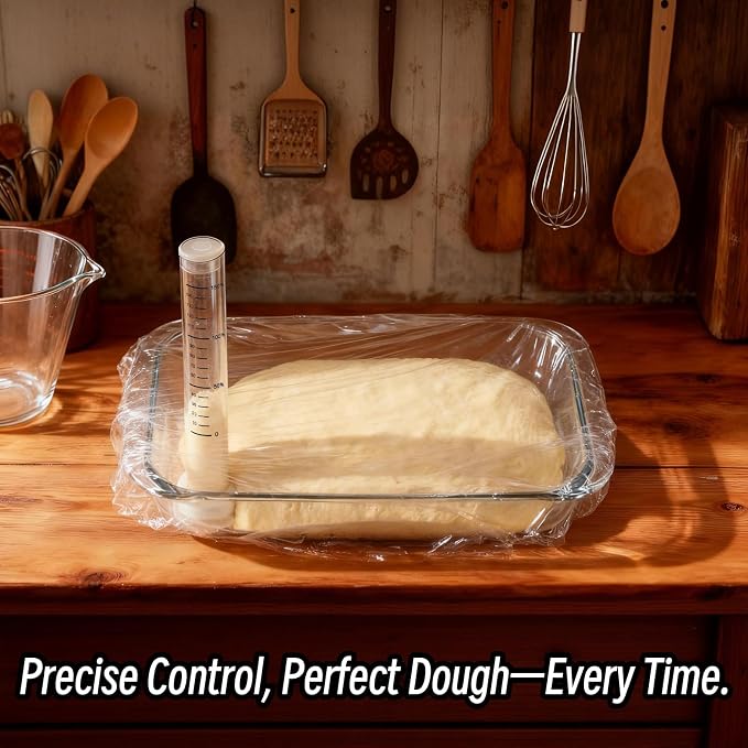Aliquot Method Jar Sourdough Fermentation Tracker - 2 Pack Objective Measure of Dough Rise, Gift for Bakers, Bread Proofing, Beginners with Filling Pump, Discharging applicator, Silicon Base, Lid