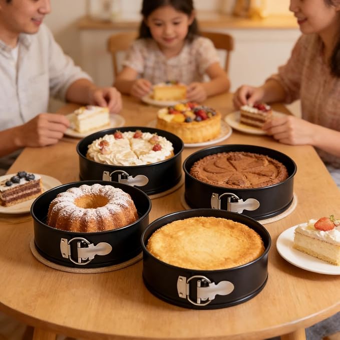Springform Pan Tin, Leak-Proof Clasp Design, 11x5cm, Round Cake Mold, Cake Tin Pan, Heavy-Duty Carbon Steel, For Home Kitchen Dining Table Restaurant Baking