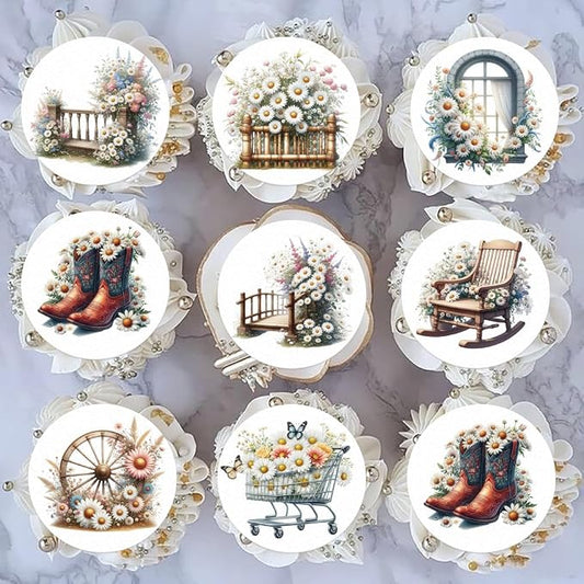 48PCS Edible Daisy Cupcake Toppers Wafer Paper Spring Daisy Flower Cake Decorations FlowerCake Toppers for Daisy Theme Baby Shower Birthday Party Decoration Supplies
