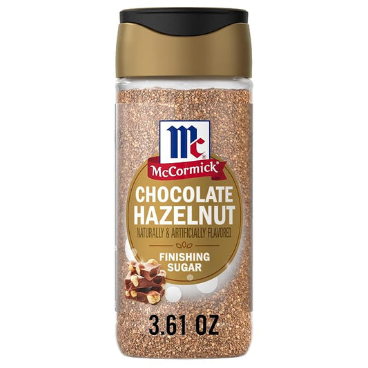 McCormick Finishing Sugar, Chocolate Hazelnut, Rich Hazelnut Flavor, Perfect for Topping Sweets, Hot Beverages & Cocktails, 3.61 oz