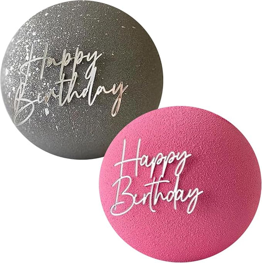 Happy Birthday Cake Topper Acrylic cake Toppers Birthday Party Decorations Cupcake Toppers Decorations (2pcs silver)