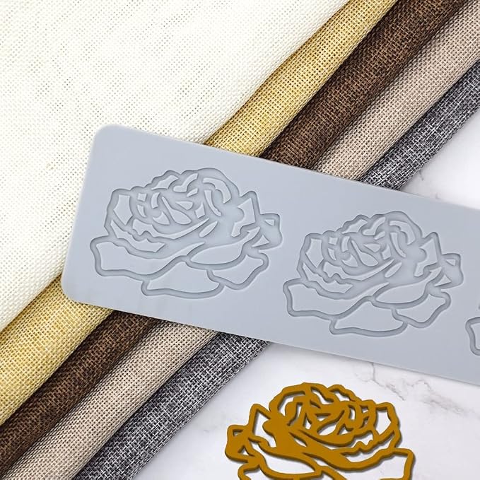 TUKE 3D Leaves Silicone Molds Flower Cake Fondant Mat Bee Leaf Pastry Moulds Rose Impression Chocolate Hollow Lace Mold (Rose_13x2.8x0.12inch_E)
