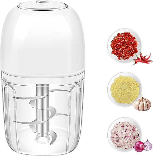 450ML (1.8 Cup) Electric Garlic Chopper, Mini Portable Food Processor, Garlic Grinder Masher for Onion, Ginger, Chili, Fruit, Vegetable, Meat