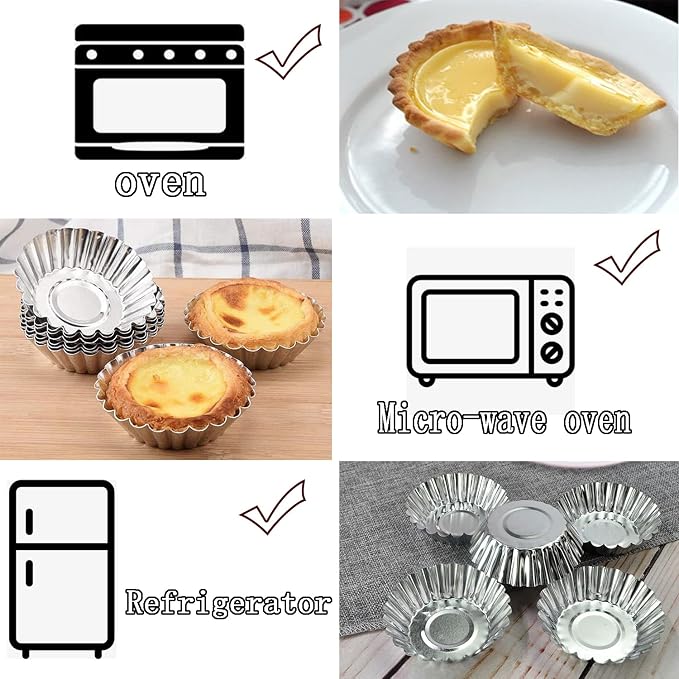Egg Tart Molds 32Pack Tart Pan 2.75inch, Mini Tart Tins Aluminium Mini Tart Pans for Baking (32Pack-2.75inch)