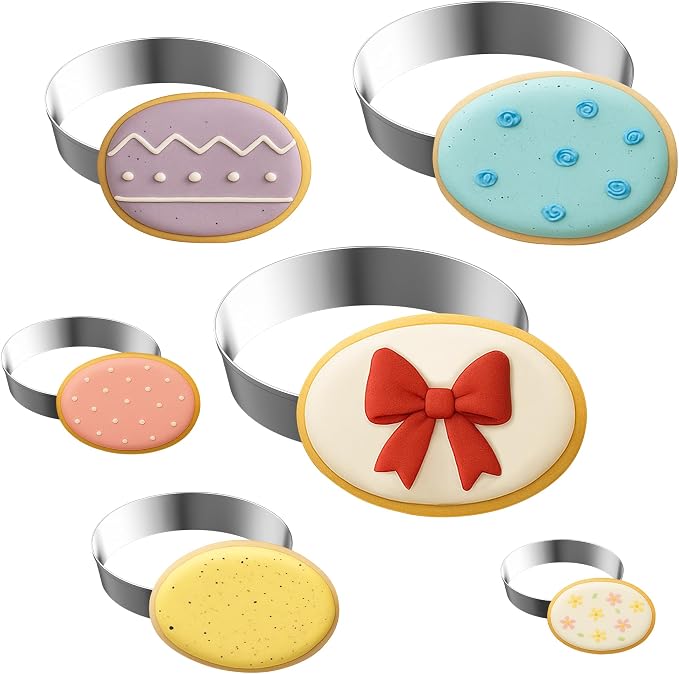 FUSOTO 6PCS Oval Cookie Cutter Set, Large Geometric Stainless Steel Baking Supplies for Homemade Cookies, Oval Plaque Cookie Cutters Shapes Biscuit Molds, 6 Sizes (1.5, 2, 2.5, 3, 3.5, 4 Inch)