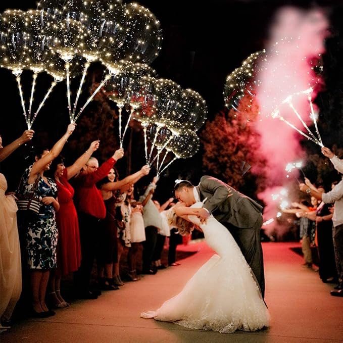 Light Up Led Balloons, 12 Packs Party Balloon Cell Battery 22 Inches 3 Modes Flashing String Lights Clear Balloon, for Birthday Wedding Decorations (Warm White)