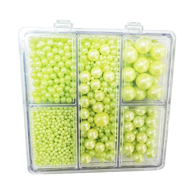 Edible Grass Green Pearl Sprinkles for Cake Decorating, Mixing 4 Sizes Light Green Sugar Cupcake, Ice Cream, Donuts, Macaron Toppings Supplies 90g/ 3.17oz