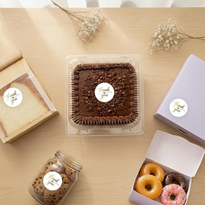 1.5 Inch Thank You Stickers with Gold Foil – 200 Pcs Elegant Thank You Stickers for Packaging, Small Business, Envelope Seals, Bakery, Wedding Favors