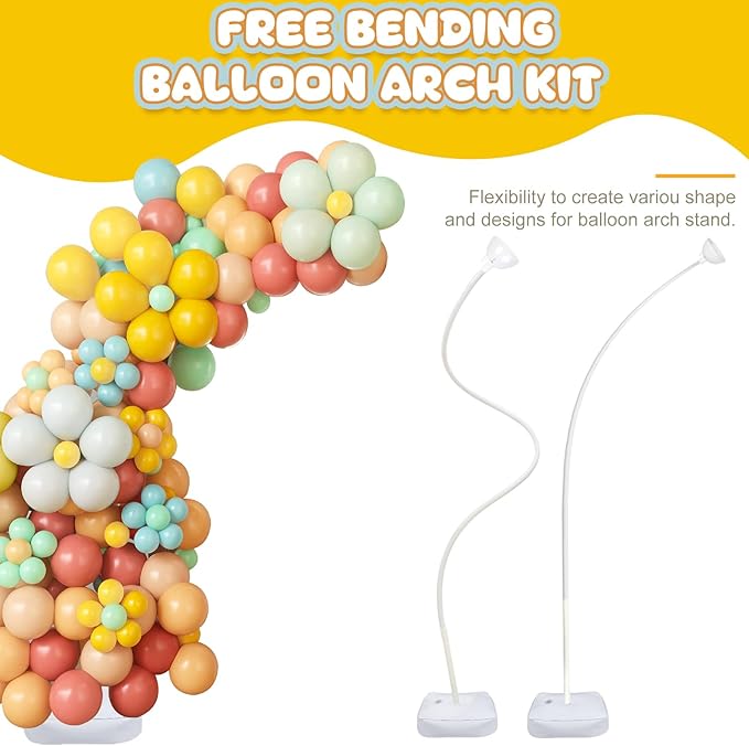 AerWo Balloon Arch Kit Balloon Arch Stand with Base, 9.35Ft & 6Ft High Free Bending Half Arch Balloon Stand for Wedding Birthday Party Baby Shower Yard Lawn Christmas Decorations