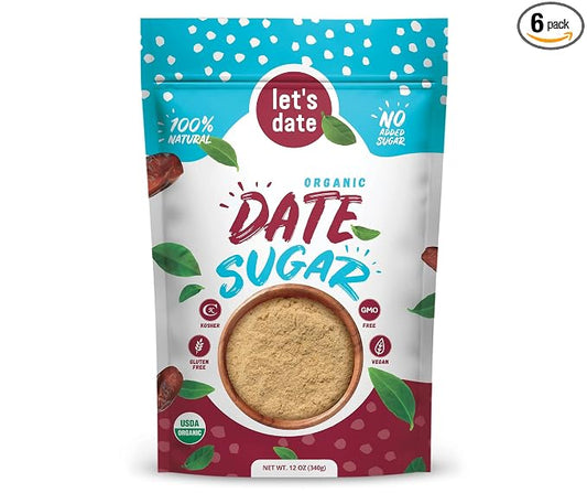 Let’s Date | Organic Date Sugar | Excellent Sugar Substitute | Baking Sugar Alternative | Good Source of Fiber | Vegan | Paleo | Gluten Free | Kosher | Non- GMO | Natural Sweetener (12oz (Pack of 1)
