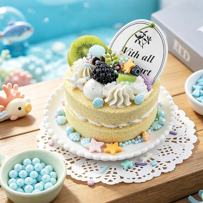 Blue Ocean Mermaid Sprinkles, Edible Seashells Cake Decorations, Starfish Mermaid Tails Candy Sugar Pearls, For Baking Cupcake, Cookie, Ice Cream Toppings, Beach Ocean Theme Birthday Party Supplies