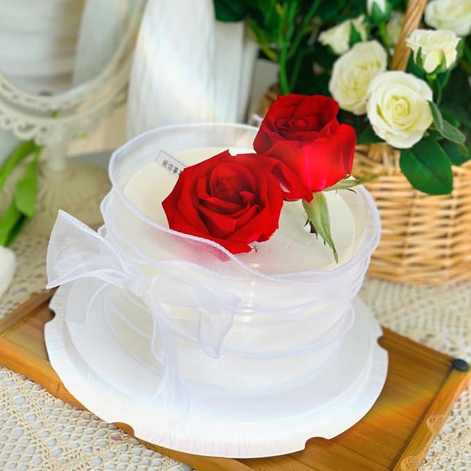 Sentovac 8 Pcs Red Rose Flowers Candy Dessert Icing Decoration Edible Valentines Day Sprinkles DIY For Cookie Cake Cupcake Topper Icing Frosting Decoration Holiday Party Supplies
