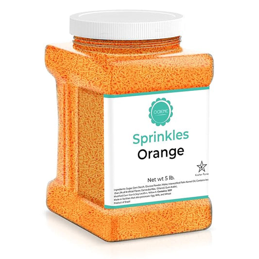 O’Creme Orange Sprinkles – 5 Pounds for Cake Decorating – Kosher Pastel Sprinkles for Cupcakes, Cookies, Cakes, Ice Cream